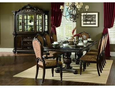 Astoria Grand Clearwell Extendable Dining Table Astoria Grand Tuscan Dining Room, Formal Dining Room Furniture, Tuscan Home Decorating, Style Toscan, Tuscan Furniture, Formal Dining Room Sets, Double Pedestal Dining Table, Dining Room Furniture Sets, Tuscan Design