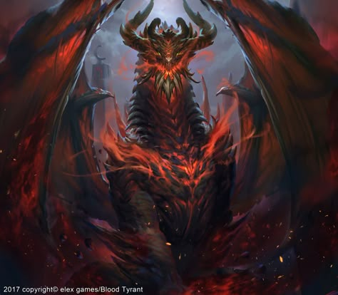 ArtStation - dragon for game blood tyrant , johnny zha Red Dragon Concept Art, Black And Red Dragon Art, Red Dragon Fantasy Art, Red Dragon Art, Fire Dragon Art, Red And Black Dragon, Black And Red Dragon, Artstation Dragon, Flame Dragon