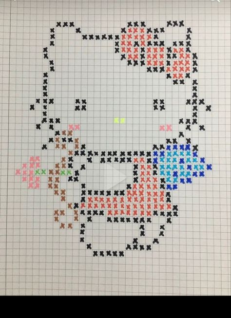 #satanic#krussko#minho#reels. Graph Paper Hello Kitty, Pixel Art Hello Kitty, Hello Kitty Pixel Art, Graph Paper Drawings, Hello Kitty Beach, Easy Pixel Art, Pixel Drawing, Pixel Art Grid, Graph Paper Art