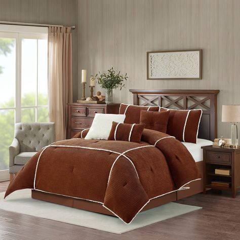 Nanshing Ingrid 7 Piece Cabin, Modern Comforter Set - Bed Bath & Beyond - 39890431 Corduroy Comforter, Rust Comforter, Modern Comforter Sets, Beige Comforter, Cabin Modern, Cabin Farmhouse, Modern Comforter, Full Comforter Sets, Queen Size Comforter Sets