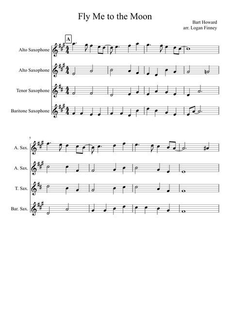 Fly Me to the Moon (Sax Quartet) Sheet music for Saxophone alto, Saxophone tenor, Saxophone baritone (Saxophone Ensemble) | Musescore.com Baritone Saxophone, Carless Whisper, Alto Sax Sheet Music, Tenor Saxophone Sheet Music, Alto Saxophone Sheet Music, Fly Love, Saxophone Music, Pop Sheet Music, Saxophone Sheet Music