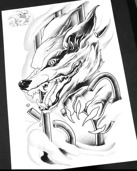 Naruto Kurama Tattoo Design, Anime Shoulder Tattoo, Kurama Tattoo Design, Kurama Tattoo, Nine Tailed Fox Naruto, Chicano Tattoos Sleeve, Gamer Tattoos, Chicano Tattoos, Naruto Tattoo