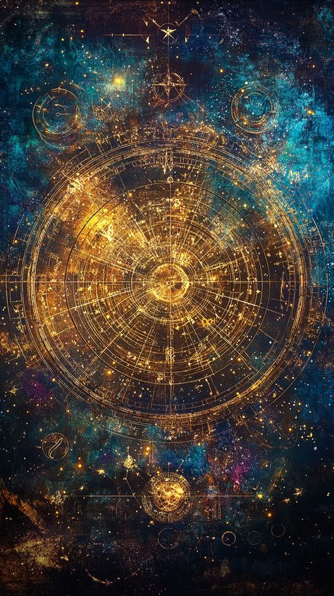 A mystical astrological map illustrating the secrets of a natal chart, celestial symbols, vibrant colors, soft lighting, artistic composition for Pinterest, inspiring and captivating. Celestial Art Aesthetic, Dark Astrology Aesthetic, Astrology Signs Art, Astrology Painting, Dark Astrology, Celestial Symbols, City Builder, Celestial Map, Energy Frequency