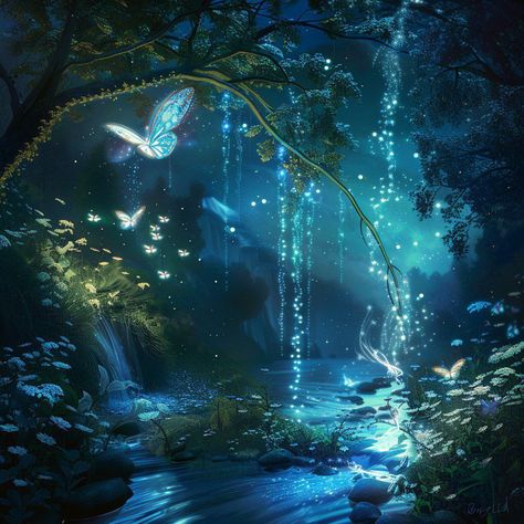 Prompt 👉a stream running through a lush green forest, trending on polycount, fantasy art, glowing neon flowers, blue bioluminescence, beautiful avatar pictures, magical colorful flowers, with glowing blue lights, glowing blue butterflies, in a deep lush jungle at night, how pretty, underwater glittering river, 4k anime wallpaper, [[fantasy]], flowery wallpaper 👉 if Like, please Follow and Share AI Graphics Studio 👇Contact on WhatsAPP: http://tiny.cc/aigraphicsstudio #aigraphicsstudio #AI #D... Pretty Underwater, Beautiful Avatar, Jungle At Night, Avatar Pictures, Wallpaper Fantasy, Lush Green Forest, Lush Jungle, Avatar Picture, Neon Flowers