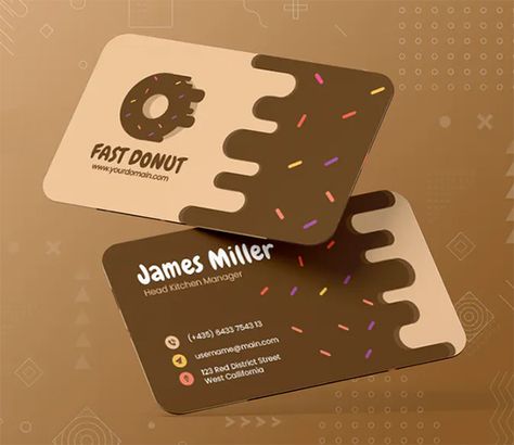 Fast Donut Bussiness Card Art Business Cards, Graphic Design Business Card, Graphic Design Cards, Name Card Design, Professional Business Card, Visiting Card Design, Business Card Design Creative, Business Cards Creative Templates, Graphic Design Blog