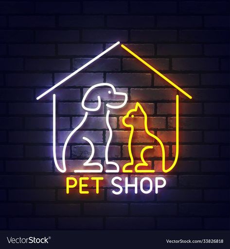 Pet Shop Design, Pet Store Design, Pet Store Ideas, Pet Shop Logo, Neon Flex, Pet Clinic, Shop Logo, Pet Store, Led Neon