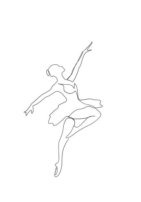 Continuous line drawing of ballerina Drawing Of Ballerina, Ballerina Line Art, Drawing Ballerina, Ballerina Drawing, Simple Line Drawings, Continuous Line Drawing, Continuous Line, Simple Lines, Cute Tattoos