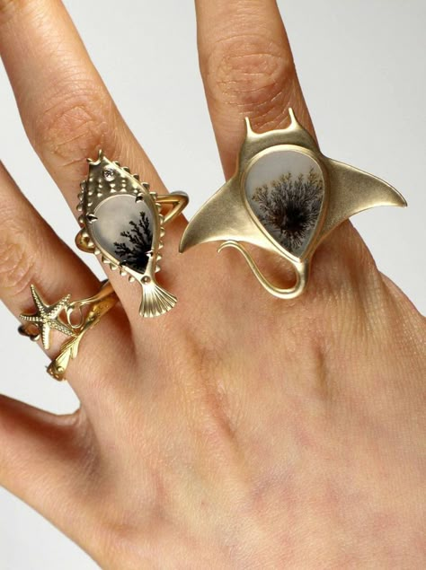 Fish Rings, Jewelry Nature, Sea Ring, Unusual Jewelry, Fish Ring, Fish Jewelry, Sea Jewelry, Indie Jewelry, Unusual Rings