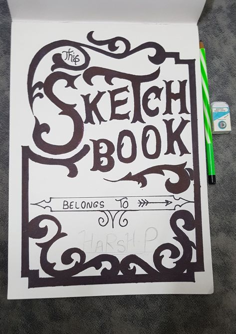 Follow for more First Page For Sketchbook, First Page Drawing Ideas Sketchbook, First Page Of Sketchbook Ideas Name, Front Page Design Sketchbook, Things To Draw On The First Page Of A Sketchbook, Drawing Book First Page Design, Sketch Book Cover Page Design Ideas, Drawing Book Front Page Ideas, Front Page Of Sketchbook Ideas