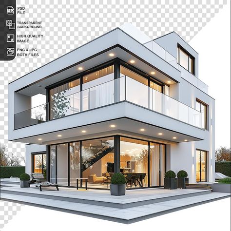 PSD modern house isolated on transparent... | Premium Psd #Freepik #psd Modern Residential Building, House Png, 3d House Plans, Estate House, Modern Architecture Design, Residential Building Design, Interior Design Drawings, 3d House, Architecture Model House