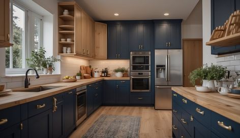 Kitchen With Honey Oak Cabinets, Updating A Kitchen, Light Oak Cabinets, Best Exterior House Paint, Light Grey Paint Colors, Top Paint Colors, Honey Oak Cabinets, House Paint Color Combination, Dark Blue Walls