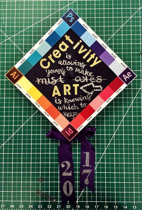 Graphic Design Graduation, Design Graduation Cap, Quote Graphic Design, College Grad Cap Ideas, Graduation Pic Ideas, Grad Cap Decorated, High School Graduation Cap, College Graduation Cap Decoration, Grad Cap Designs