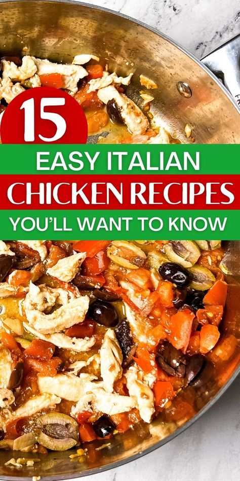 If you love Italian chicken recipes you'll love these! They are easy and full of flavor. Perfect for weeknight dinners or special occasions. These easy Italian recipes range from baked Italian chicken, chicken breasts, marinades, to Italian chicken with pasta dishes. Many, if not all of these recipes either came directly from or were inspired by my Italian family! I hope you enjoy them as much as we do! Shredded Chicken Italian Recipes, Italian Recipes With Chicken, Leftover Italian Chicken Recipes, Chicken Italian, Easy Italian Chicken Recipes, Italian Chicken Bake Recipes, Italian Chicken Rice Casserole Recipe, Chicken Breast Italian Recipes, Italian Style Baked Chicken