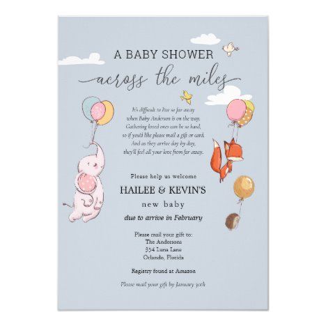 Baby Shower Across the Miles Invitation Baby Shower By Mail Invitation, Online Baby Shower Invites, Miles Baby, Shower By Mail Invitation, Baby Shower Invitation Wording, Baby Shower By Mail, Online Baby Shower, Shower By Mail, Parents To Be