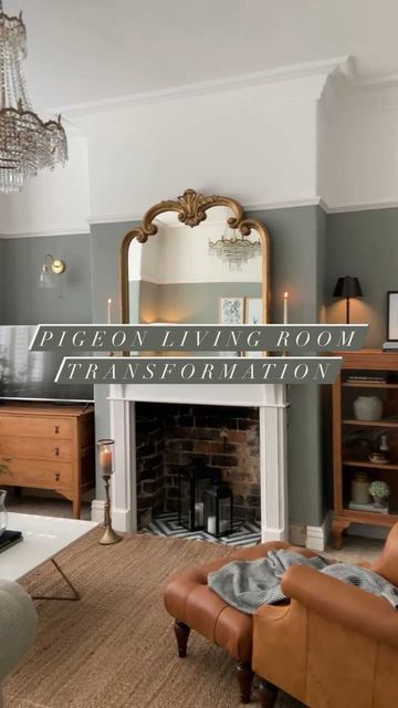 Farrow And Ball Pidgeon Living Room, Treron Farrow And Ball Living Room, Pigeon Farrow And Ball Living Room, Farrow And Ball Pigeon Living Room, Victorian Lounge Ideas, Edwardian Living Room Ideas, Pigeon Living Room, Pigeon Farrow And Ball, Irish Living Room