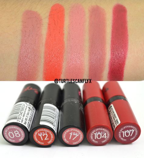 Rimmel Kate Moss Lipstick, Kate Moss Lipstick, Rimmel Lipstick, Affordable Lipstick, Lipgloss Swatches, Physicians Formula Makeup, Makeup Party, Lip Swatches, Rimmel London