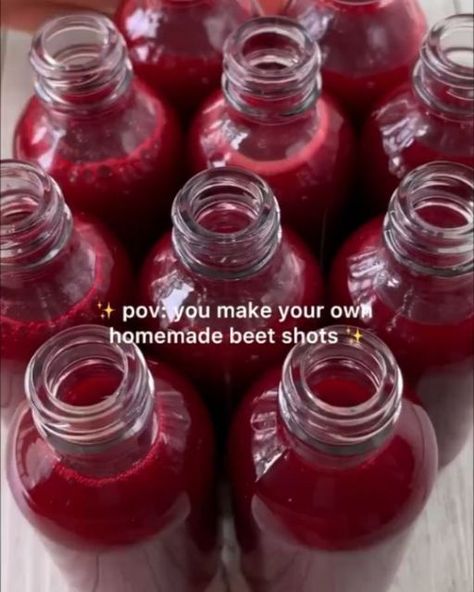 @easyvegan4u on Instagram: ""GET The Complete Plant Based Cookbook - Over 200+ Delicious Vegan Recipes Including 30-day Meal Plans" =>> LINK IN BIO 🔗 @easyvegan4u  1️⃣ or 2️⃣? Which #recipe would you try?👇  By @Thrivingonplants  1️⃣ BEET SHOTS ❤️‍🔥  [Makes x10 60mL/2oz shots]  Ingredients 2 apples 2 beetroots (add more if you don’t mind the taste!) 2 carrots 1 cup water (if using blender) Optional: lemon, ginger (I didn’t use either but I think ginger would be delicious in this)  Method: 1. If using a juicer, simply add all of the produce into your juicer. If using a blender, add the water and blend well then strain until smooth. 2. Transfer into shot glasses and enjoy! Alternately, you can store all the juice in one big jar and pour it out as needed. Not gonna lie I could probably drin Beet Shots, Abc Juice, Lemon Ginger Water, Lemon Shots, Big Jar, Ginger Shot, Wellness Shots, Ginger Water, Plant Based Cookbook