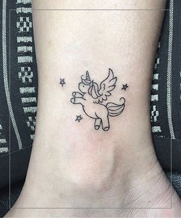 Small Unicorn Tattoo, Tiger Tattoo Thigh, Unicorn Tattoo Designs, Small Crown Tattoo, Unicorn Tattoo, Cute Animal Tattoos, Tattoo Finger, Bird Tattoos, Unicorn Tattoos