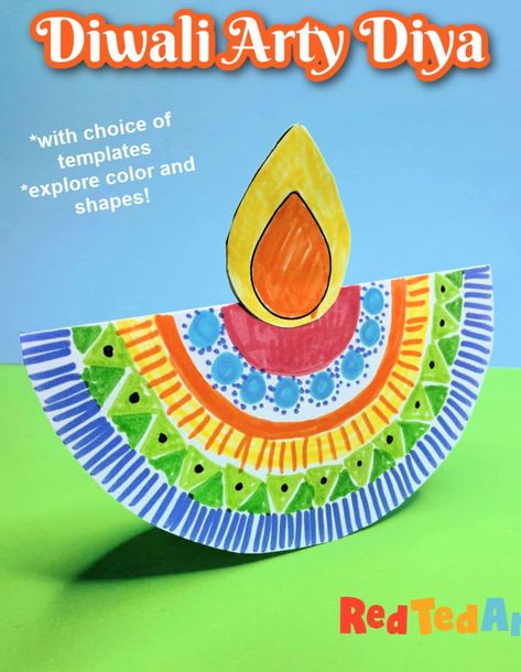 Rocking Paper Diya - Doodle Art for Diwali - Red Ted Art - Kids Crafts Diwali Paper Craft For Kids, Diya Doodle, Diwali Crafts For Kids Activities, Diwali Art For Kids, Diwali Crafts For Kids Preschool, Crafts For Diwali, Christmas Crafts Around The World, Diwali Crafts For Kids, Rangoli Craft