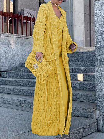 2025 Fashion, Faux Leather Coat, Cardigan Outfits, Mellow Yellow, Open Front Cardigan, Style Outfits, Elegant Outfit, Long Sleeve Cardigan, Long Sweaters