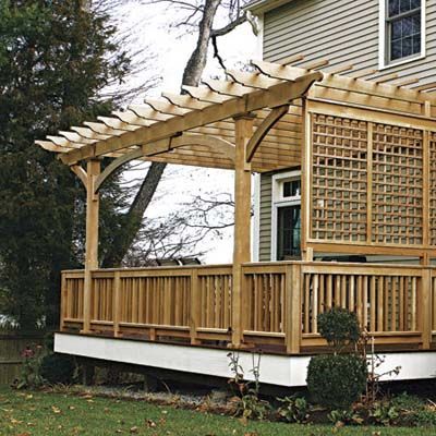 10 Ways to Add Privacy to Your Yard - This Old House Ombra Pergola, Lattice Panels, Small Patios, Attached Pergola, Lattice Wall, Deck Privacy, Courtyard Landscaping, Raised Deck, Garden Houses