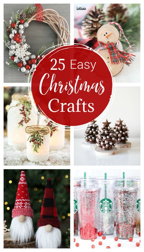 25 Cute and Easy Christmas Crafts to make this holiday season. Fun ideas for kids and adults. Christmas Crafts Diy Projects, Easy Holidays Crafts, Christmas Crafts To Sell, Christmas Crafts For Adults, Diy Crafts For Adults, Christmas Crafts To Make, Crafts Easy, Holiday Craft, Easy Christmas Crafts