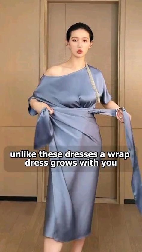 Tie A Wrap Dress, How To Tie A Wrap Dress, Modest Dresses Fashion, Stitching Dresses, Fashion Sewing Tutorials, Fancy Dresses Long, Stylish Party Dresses, Classy Dress Outfits, Pattern Blouse