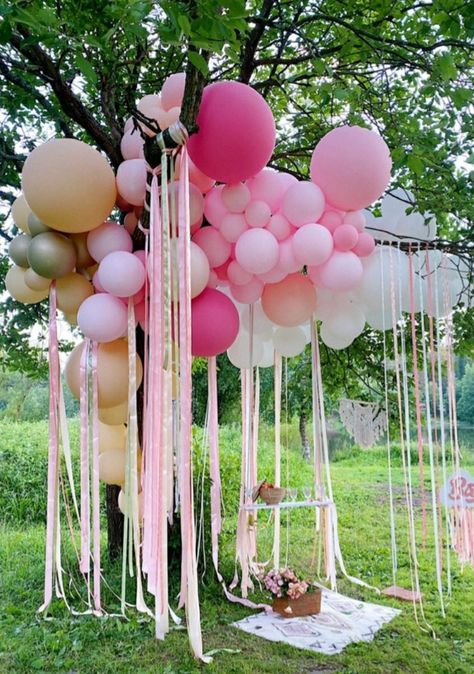 Simple Baby Birthday, Forest Birthday Party, Balloon Tree, Deco Ballon, Fairy Garden Birthday Party, Park Birthday, Colorful Birthday Party, Backyard Birthday, Outdoor Birthday