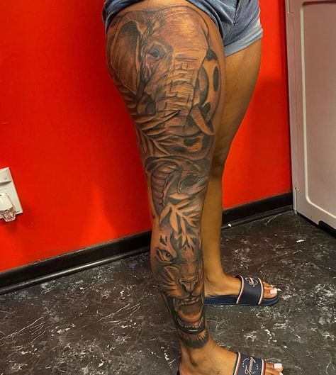 Side Thigh Tattoos, Girl Thigh Tattoos, Cute Thigh Tattoos, Full Leg Tattoos, Hip Thigh Tattoos, Pretty Hand Tattoos, Hip Tattoos Women, Black Girls With Tattoos, Leg Tattoos Women