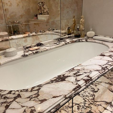 Calacatta Marble Bathroom, Bath Surround, Viola Marble, Marble Bathtub, Calacatta Viola, Interior Design London, Bath Panel, Calacatta Marble, Bathroom Countertop