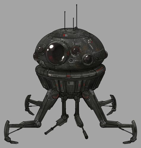 RPGGamer.org (Droids D6 / Arakyd Industries Viper-Class Dwarf probe droid) Star Wars Probe Droid, Star Wars Droids Concept Art, Probe Droid, Flying Robot, Sci Fi Ship, Star Wars Canon, Star Wars The Old, Battle Droid, Star Wars Characters Pictures