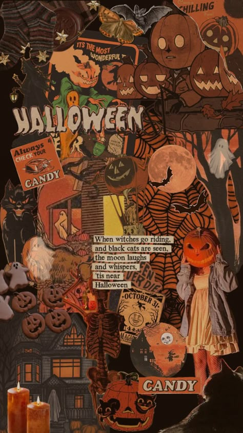 #halloween #halloweenaesthetic #halloweenwallpaper #orange #orangewallpaper #wallpaper Orange Halloween Wallpaper, Vintage Halloween Art, Halloween Wallpaper Iphone Backgrounds, Halloween Wallpaper Backgrounds, Halloween Wallpaper Cute, Cute Fall Wallpaper, Wallpaper Collage, Halloween Wallpaper Iphone, Orange Wallpaper