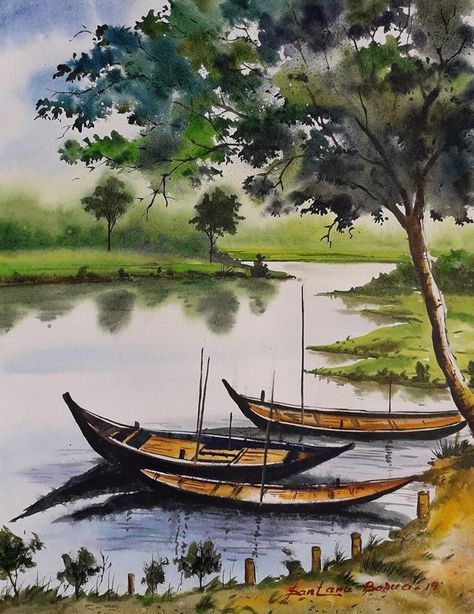 Amazing Painting Ideas, Painting Ideas Beautiful, Art Painting Easy, Watercolor Scenery Painting, Art Ideas For Beginners, Painting Hacks, Beginners Art, Satisfying Art, Drawing Scenery