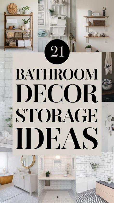 Keep your bathroom tidy and beautiful with these 21 storage ideas. Learn how to use vertical space, install hidden compartments, and choose multipurpose furniture that enhances both function and design. Whether you have a small bathroom or a spacious one, these decor ideas will help you optimize storage and maintain a sleek look. Bathroom Decor Storage, Decor Storage Ideas, Multipurpose Furniture, Hidden Compartments, Decor Storage, Bathroom Decor Ideas, Bathroom Organization, Bathroom Makeover, Bathroom Furniture