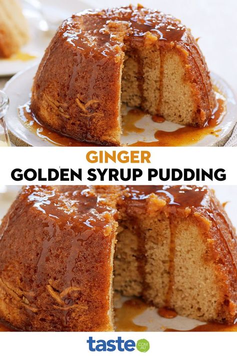 Ginger Pudding Recipe, Golden Syrup Pudding, Ginger Pudding, Self Saucing Pudding, Ginger Spice, Golden Syrup, Pudding Recipe, Pudding Recipes, Fresh Ginger