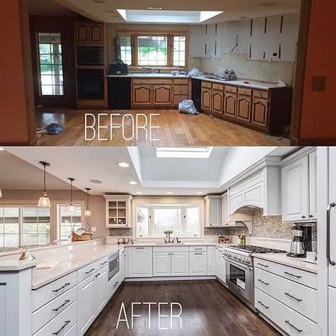 It's amazing what an updated kitchen does for a house! We love the results of this one in Chicago. Interested in a remodel? Contact us ✉️ #BigelowBuilt Before After Kitchen, Home Renovation Ideas, House Makeovers, Refacing Kitchen Cabinets, Home Remodel, Furniture Stores, Updated Kitchen, Kitchen Renovation, Kitchen Inspirations