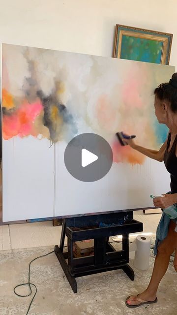 Diy Canvas Art Videos, Large Scale Acrylic Painting, Diy Large Painting Ideas, Big Canvas Painting Ideas Acrylic Easy, Expressionism Painting Easy, Huge Painting Ideas, Large Abstract Painting Acrylics, Abstract Face Painting Canvas, Large Acrylic Painting Ideas