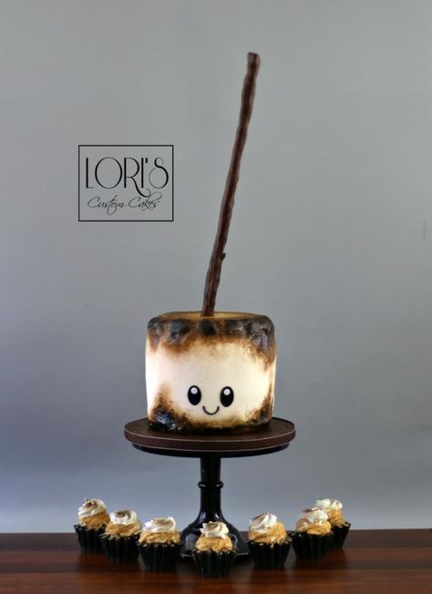 A super toasty marshmallow:) orginal design by sweetnsaucy Cake Marshmallow, Marshmallow Buttercream, Dessert Oreo, Baking Decorating, Fall Cakes, Crazy Cakes, Cake Cupcakes, Triple Chocolate, Halloween Cakes