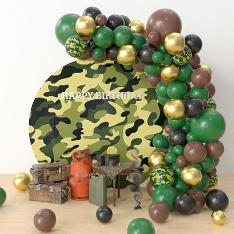 PRICES MAY VARY. 【Army Party Decorations】Introducing the army decorations for party balloon arch – Your Ultimate Celebration Decoration! The balloon arch features a meticulously crafted design, resembling the iconic camouflage pattern used by the Army. With its lifelike appearance, this arch instantly transports your guests to the world of military pride and honor 【Package Included】110pcs camo army theme balloon garland kit includes 18-inch, 12-inch, 10-inch, and 5-inch latex balloons (detail se Army Balloon Arch, Camo Balloon Arch, Camo Balloon Garland, Army Balloon Garland, Soldier Theme Birthday Party, Camouflage Decorations Party, Camo Theme Balloon Garland, Camo Balloons, Camo Birthday Decorations