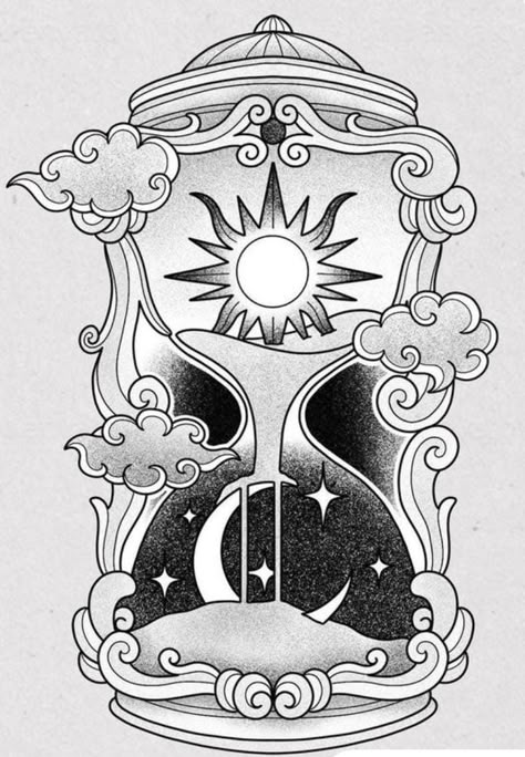 Healer Tattoo, Hourglass Drawing, Anniversary Tattoo, Sun And Moon Tarot, Unique Wrist Tattoos, Wrist Tattoo Designs, Tarot Tattoo, Fantasy Tattoos, Traditional Ink