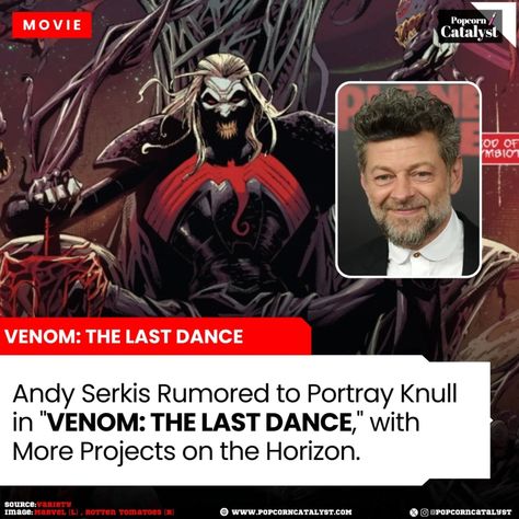 🍿: Hollywood 📽️: Venom 3 🚨: Breaking News! 🌟 Big news for #Venom fans! Rumor has it that Andy Serkis might be taking on the role of Knull in "VENOM: THE LAST DANCE". Plus, he's not stopping there - more exciting projects are in the works! #venomthelastdance #andyserkis #knull #venom3 #venom #tomhardy #hollywood #movie Andy Serkis, The Last Dance, Rumor Has It, Hollywood Movie, Last Dance, Big News, Tom Hardy, The Works, Venom