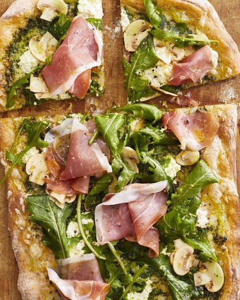 Pizza With Arugula, Crash Hot Potatoes, Prosciutto Recipes, Mothers Day Dinner, Lemon Pesto, New Years Eve Dinner, Pesto Pizza, Homemade Dough, Bean Casserole