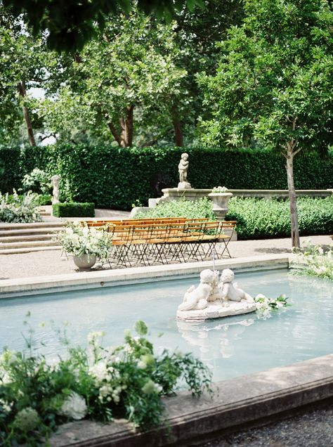 Intimate & Elegant Napa Valley Wedding at Beaulieu Garden - Once Wed Beaulieu Garden Wedding, Napa Wedding Venues, Napa Winery, Beaulieu Garden, Ceremony Chairs, Napa Valley Wedding, Sunken Garden, Estate Garden, Stone Fountains