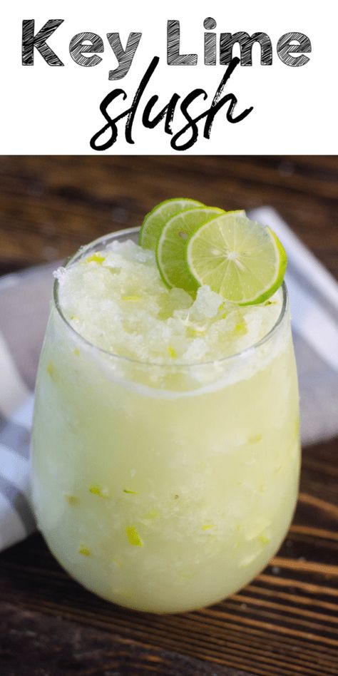 Key Lime Slush Key Lime Colada Recipe, Fancy Beverages, Key Lime Recipes, Slush Recipes, Lime Drinks, Drinks Summer, Citrus Recipes, Recipes Drinks, Lime Recipes