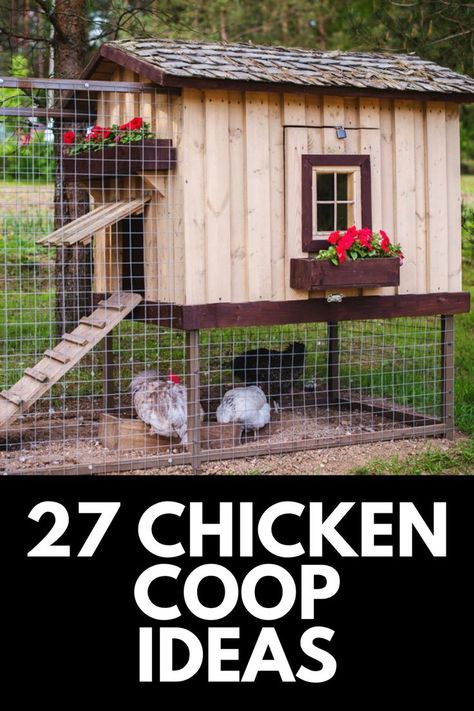 Whether you have a farm or just a little extra room in your backyard, raising chickens can be a fun and rewarding experience. Here, we share 27 of the BEST Chicken Coop Ideas! Read more at OwnTheYard.com! Simple Diy Chicken Coop With Run, Palet Chicken Coop Ideas, Big Chicken Run Ideas, Frugal Chicken Coop, Palate Chicken Coop, Chickens Small Backyard, Chicken Coop Extras, Add On To Chicken Coop, Easy Chicken House Ideas