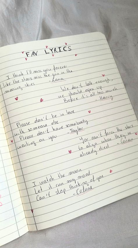 Lyrics To Write In Journal, Fav Journal Pages, My Favorite Lyrics Journal, Favorite Song Lyrics Journal, Things To Write In Diaries, Self Love Diary Writing, Songs To Write In Diary, Lyric Dump Journal, Lyrics In Notebook