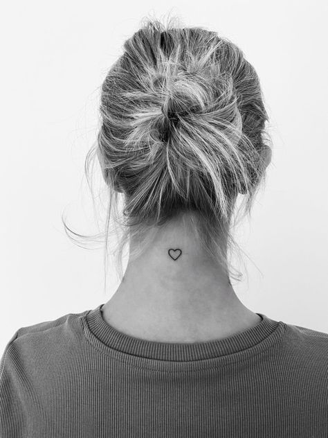 Heart Tattoo neck | tattoo ideas by  Kimberlee Wetzel Heart Back Of Neck Tattoo, Neck Tattoos Women Heart, Heart Under Chin Tattoo, Small Heart Tattoo On Neck, Heart Tattoo Back Of Neck, Heart Neck Tattoos Women, Neck Heart Tattoo, Heart Tattoo Neck, Heart Tattoo On Neck