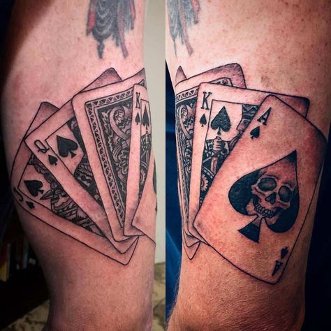 Black And Grey Ace Of Spades Tattoo Lars Greiwe Spade Tattoo Design, Spades Tattoo, Poker Tattoo, Ace Of Spades Tattoo, Playing Card Tattoos, Cards Tattoo, Card Queen, Spade Tattoo, Jack Of Spades