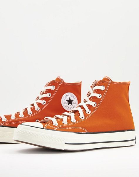 Orange Converse Aesthetic, Orange Converse, Converse Collection, Converse Orange, Star Branding, Tenis Converse, Converse Platform, Orange Sneakers, Dr Shoes