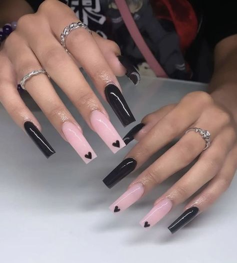 @nailsbykaayy on instagram #nails #nailsofinstagram Long French Tip Nails Square, Acrylic Nails Short, Tapered Square Nails, Square Nail, Black Acrylic Nails, Acrylic Nail Set, Long Acrylic Nail Designs, Colored Acrylic, White Acrylic Nails